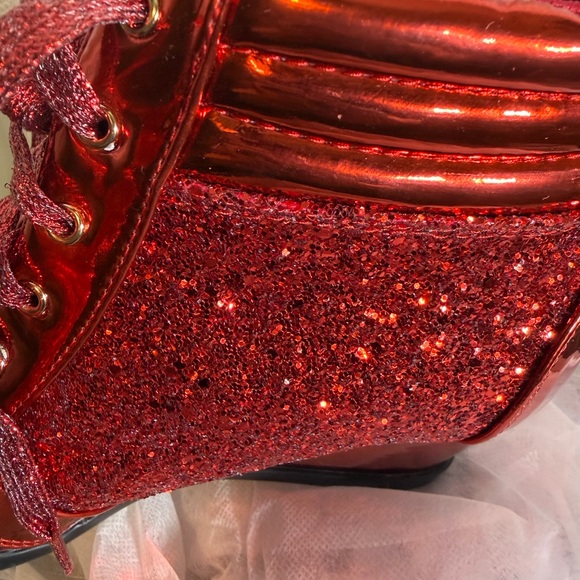 Forever 21 Women's Red Glitter Sneakers     (LEAVING SOON) - Picture 2 of 7